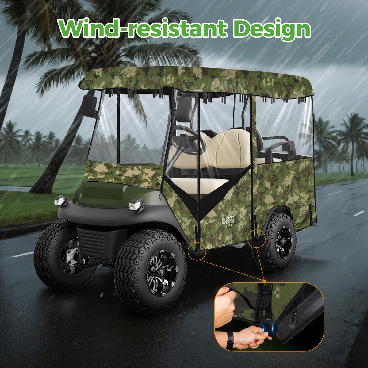 10L0L curved-roof design adapts to most 86–87 inch carts for secure fit.