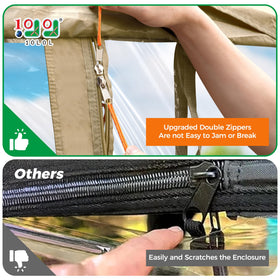 10L0L front door Velcro anchors stabilize enclosure in breezy weather