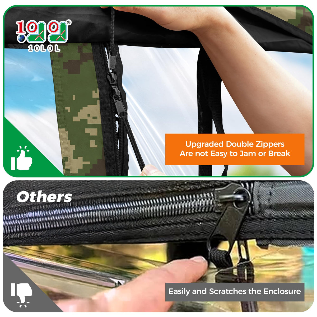10L0L universal golf cart enclosure large zipper head enables smooth operation.