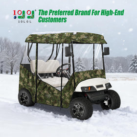 10L0L universal golf cart enclosure side view showing rolled sides for ventilation.