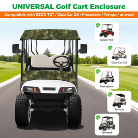 10L0L universal golf cart enclosure waterproof coverage shields carts from rain and snow.