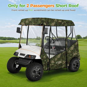 Close view of zippered doors on 10L0L golf cart enclosure for easy entry