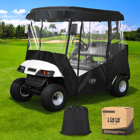 10L0L universal golf cart enclosures front view showing full weather protection
