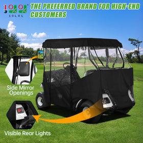 10L0L universal golf cart enclosures rear view demonstrates full coverage