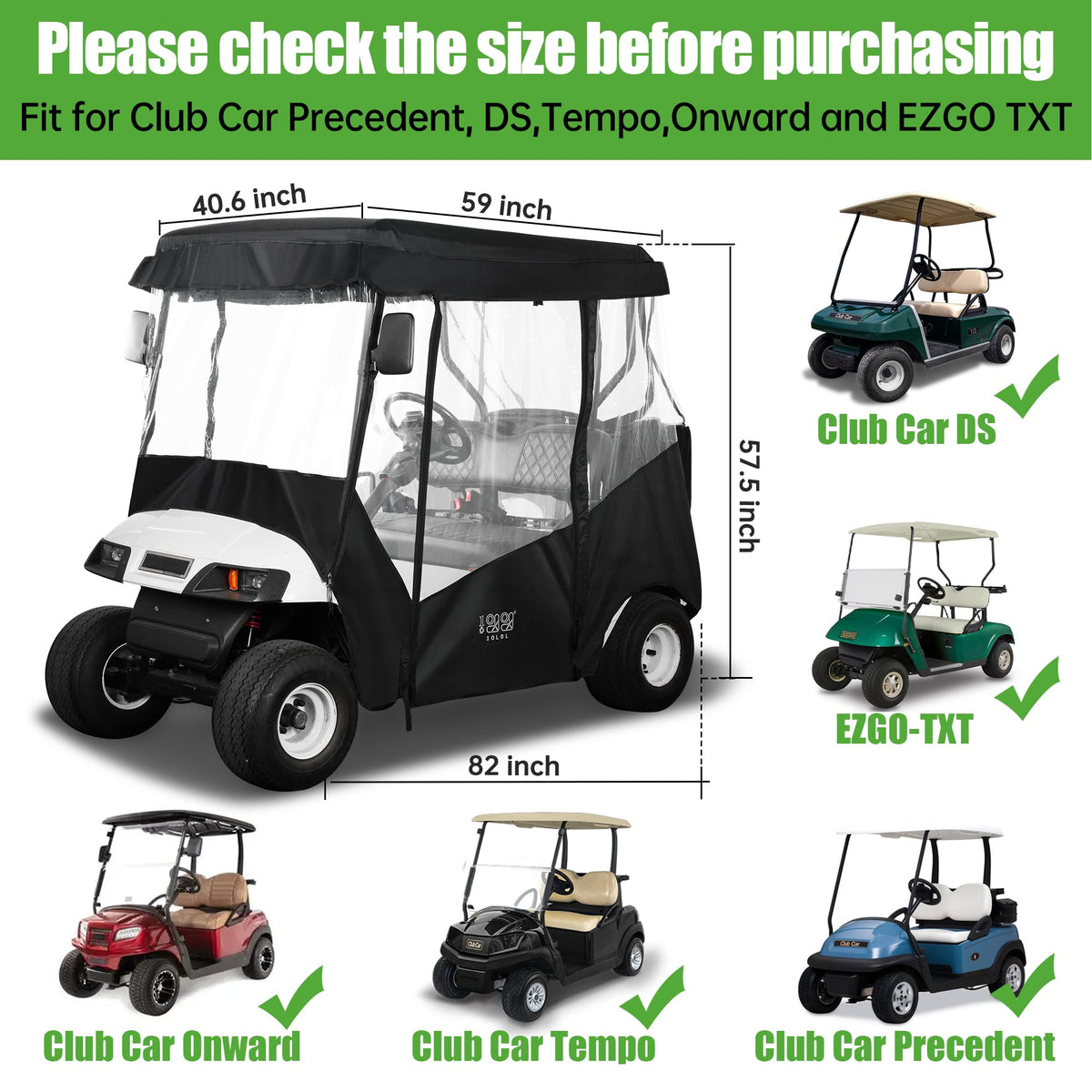 10L0L universal golf cart enclosures storage bag for convenient safekeeping