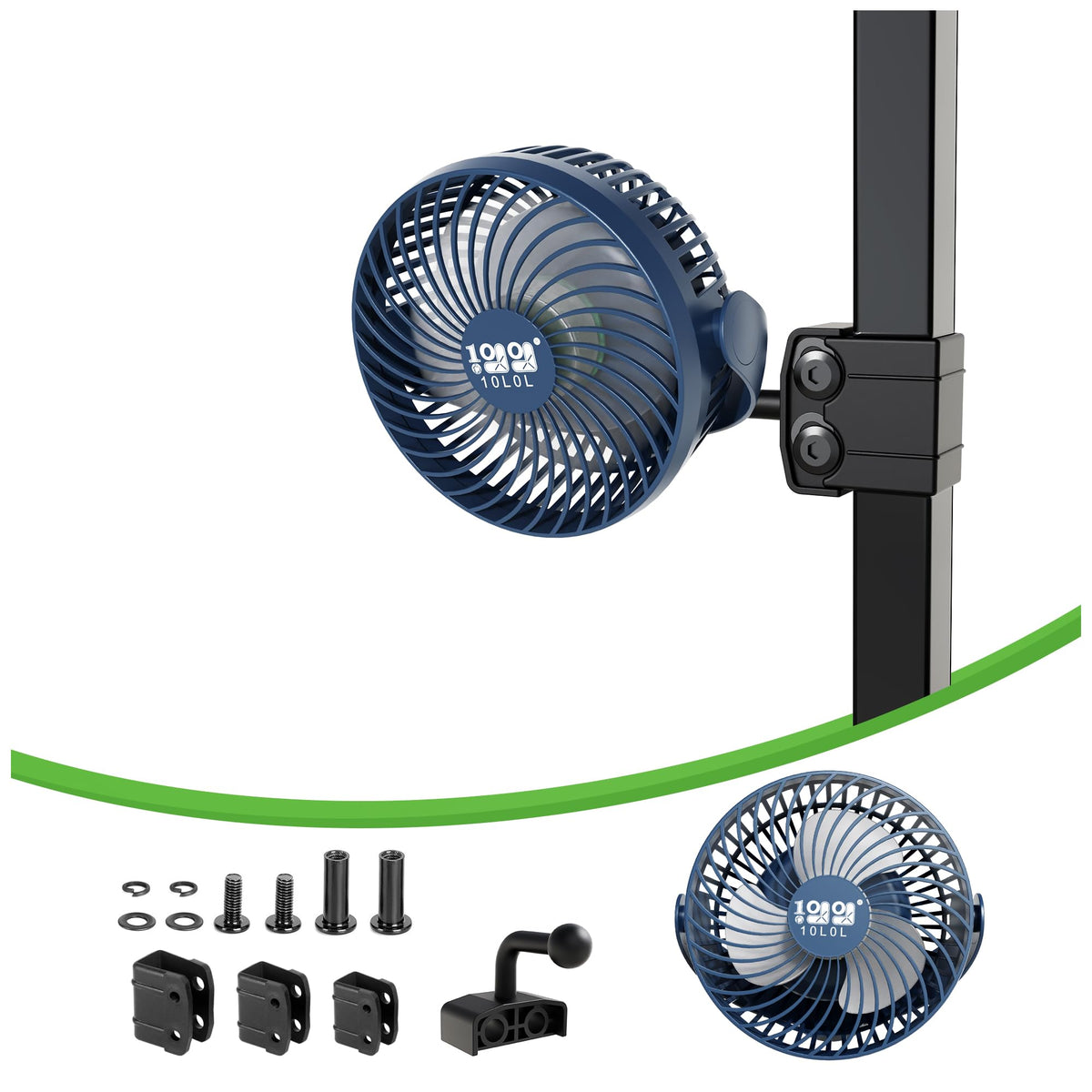 10L0L universal golf cart fan mounted on a cart for quick cooling