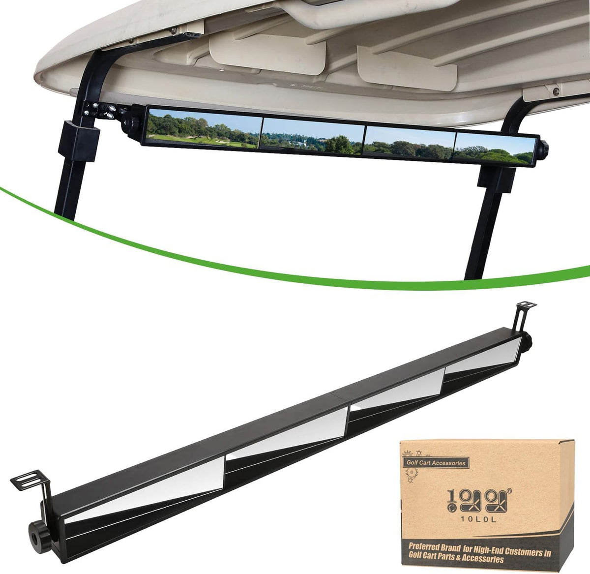 10L0L universal golf cart mirror for Yamaha enhances rear visibility.
