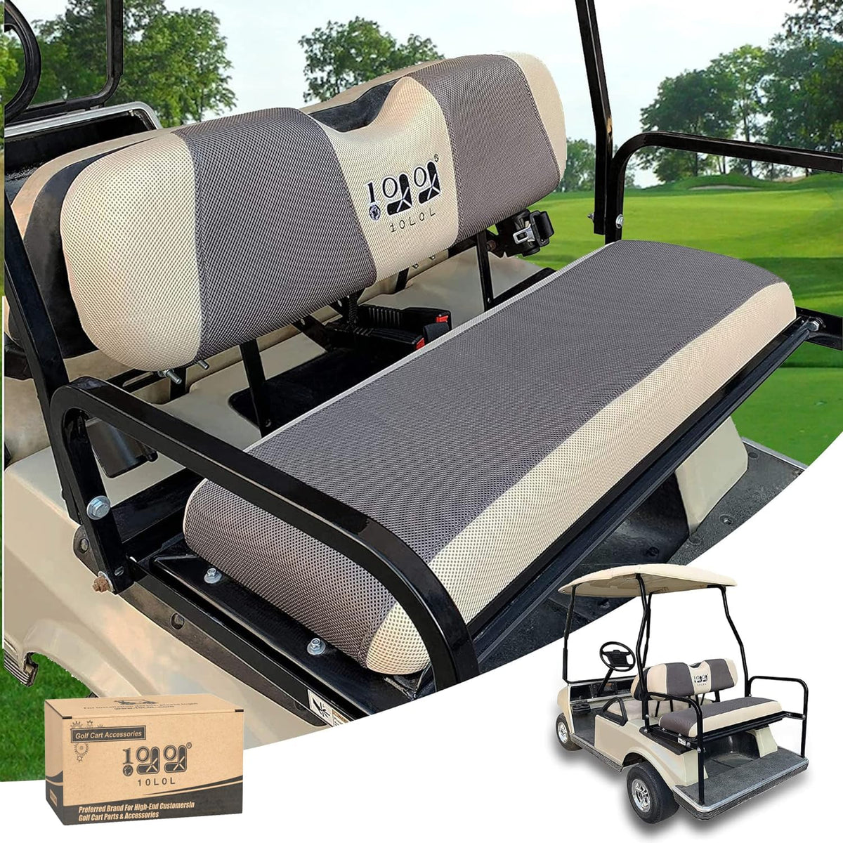 10L0L universal rear seat cover side view with a stylish two-tone finish.