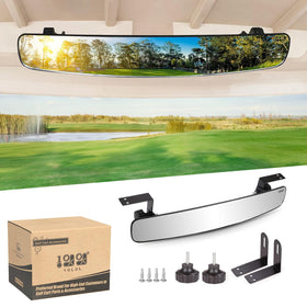 10L0L universal golf cart rear view mirror with a 16.5-inch wide field for safer reversing.