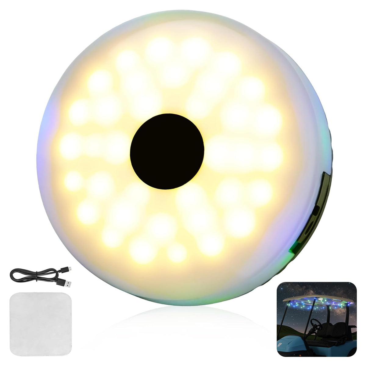 10L0L universal golf cart roof light kit mounted on the roof for safer night driving