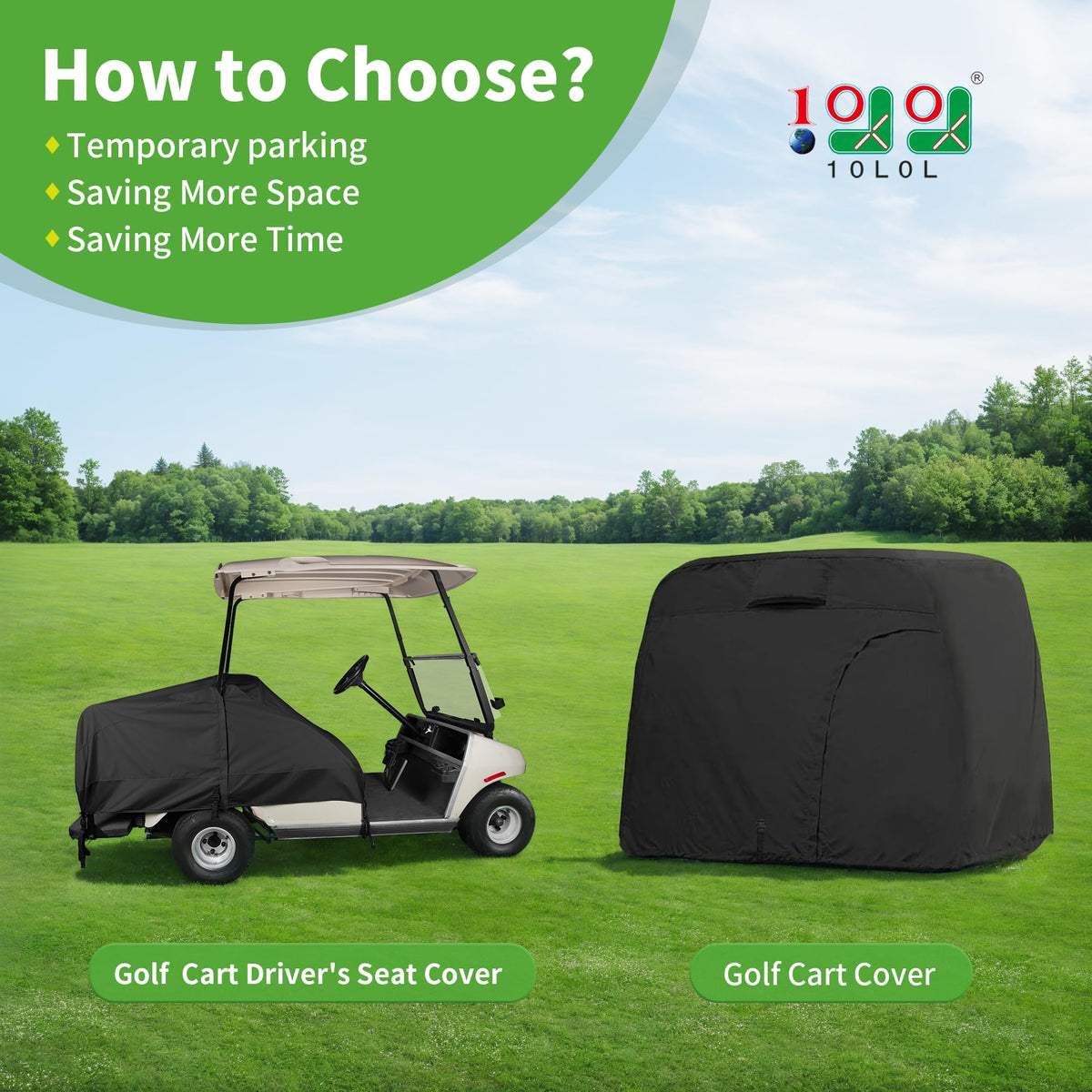 10L0L universal golf cart seat cover back view keeps interior clean and dry
