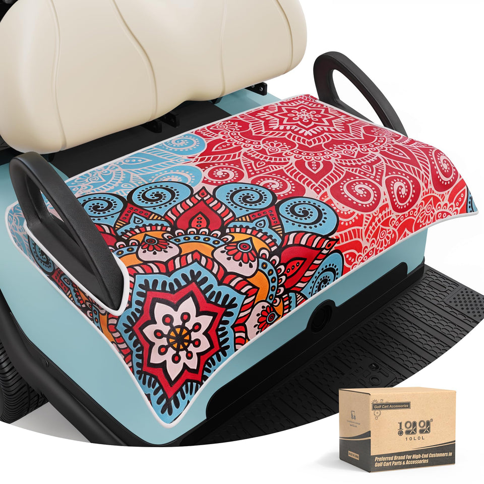 10L0L universal golf cart seat cover on cart protects seats from wear and UV