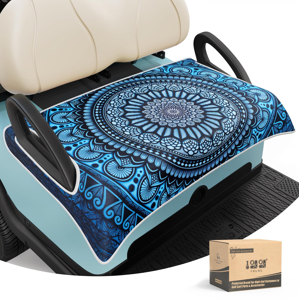 10L0L universal golf cart seat covers, breathable top view, helps prevent overheating.