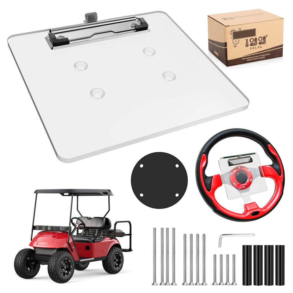 10L0L universal golf cart scorecard holder with pencil holder on-wheel clip keeps rounds organized.