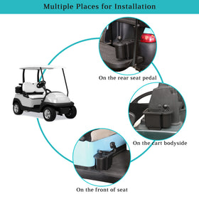 10L0L universal mounting design fits most golf carts.