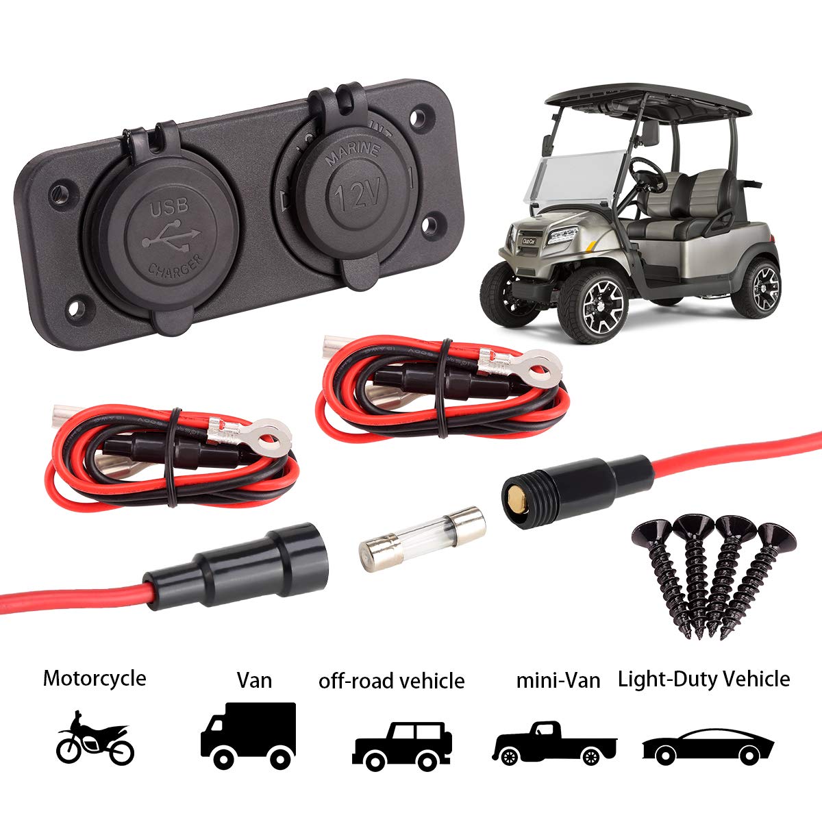 10L0L universal panel mount for easy installation on most golf carts.