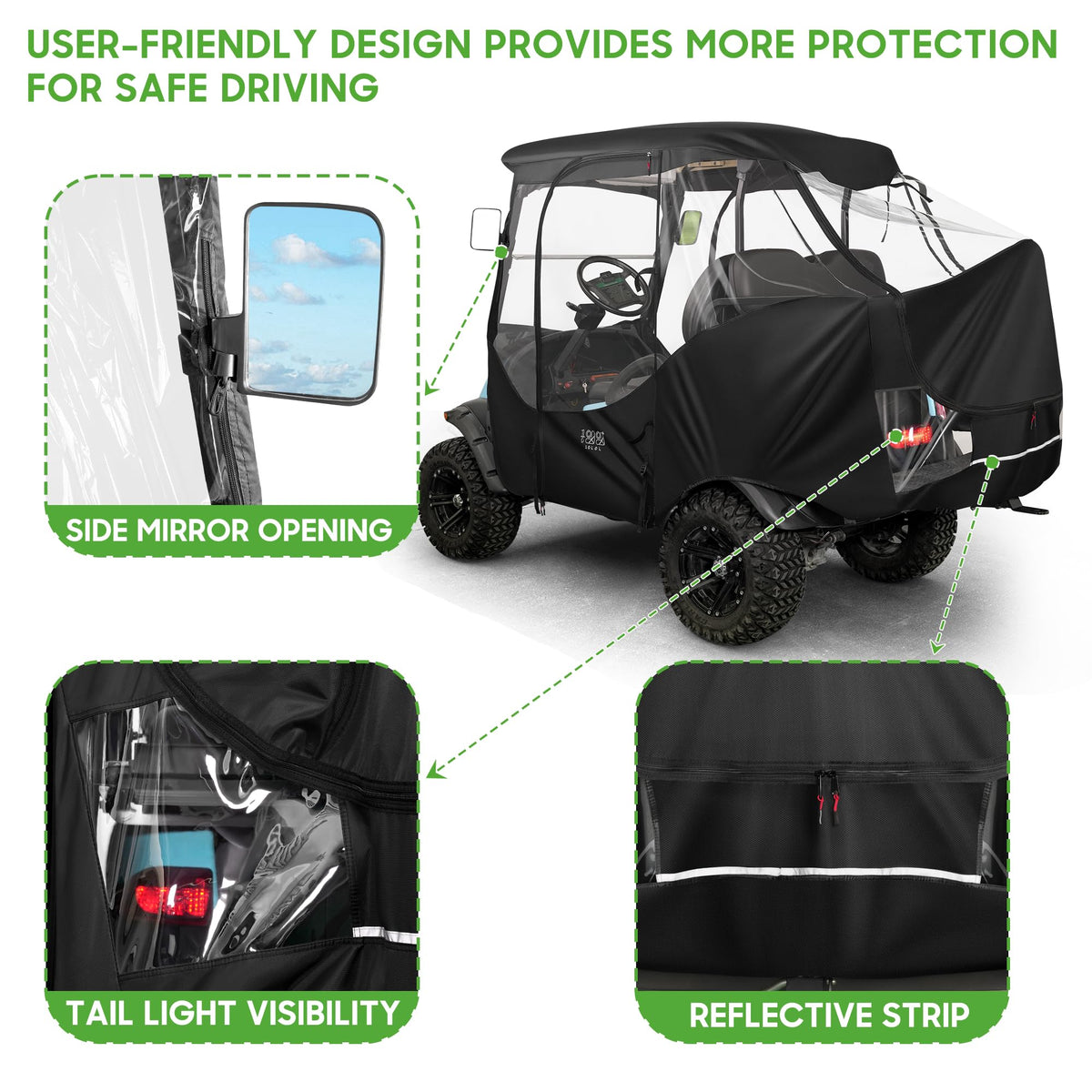 Heavy-duty zippers on the 10L0L rain cover ensure durable operation.