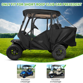 Deluxe four-seat rain cover provides warmth and dry interior.