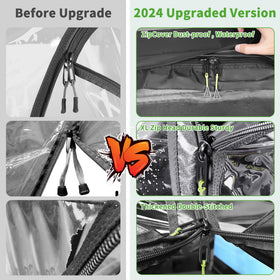 10L0L enclosure with zip-down windshield, clear view and wind protection.