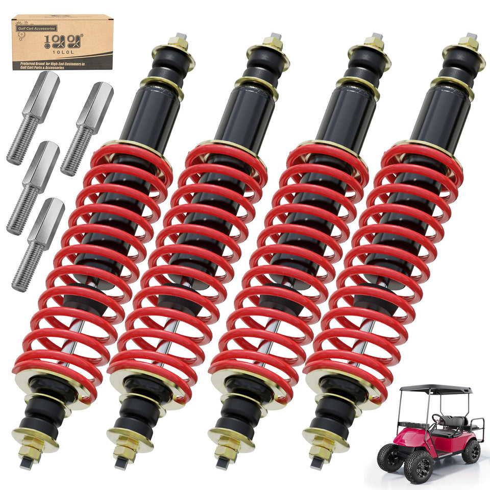 10L0L upgraded golf cart shocks front view offering smoother ride on uneven terrain