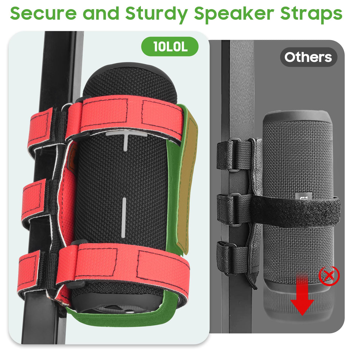 Tool-free installation of 10L0L speaker mount on cart