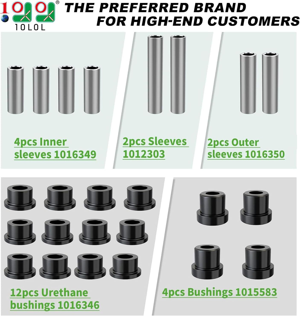 Close-up of 10L0L urethane bushings showing durability and precision.