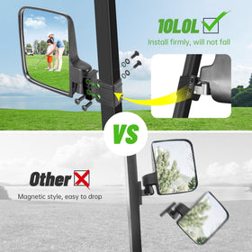 10L0L UV-resistant housing keeps the mirror looking new in sun exposure.