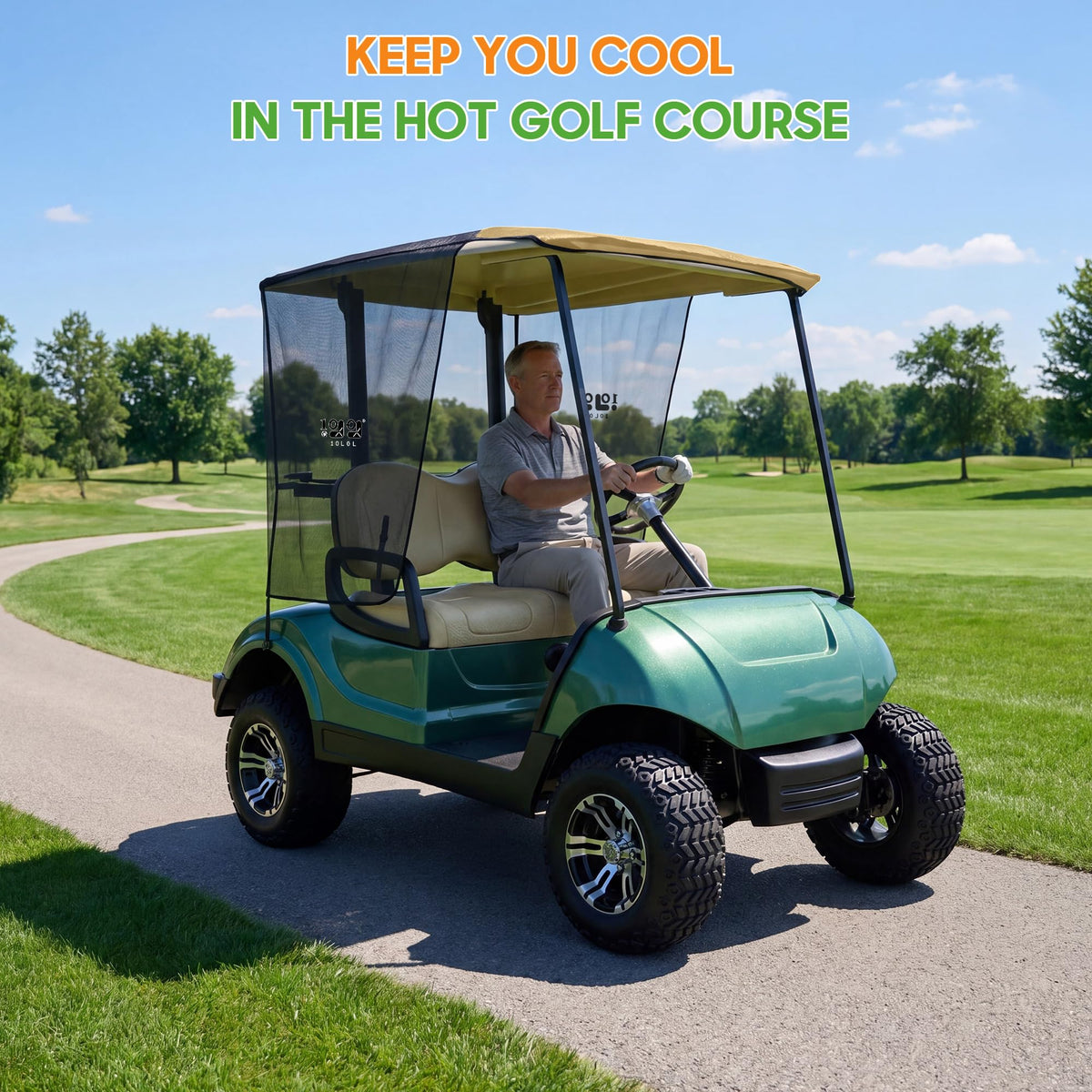 10L0L UV-resistant mesh shade covers the cart, maintaining airflow while reducing sun exposure.