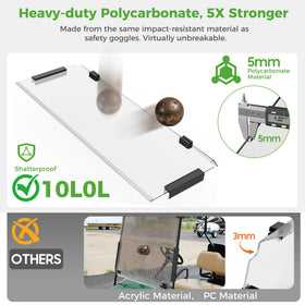 10L0L EZGO TXT windshield offers bolt-on installation with no drilling required.