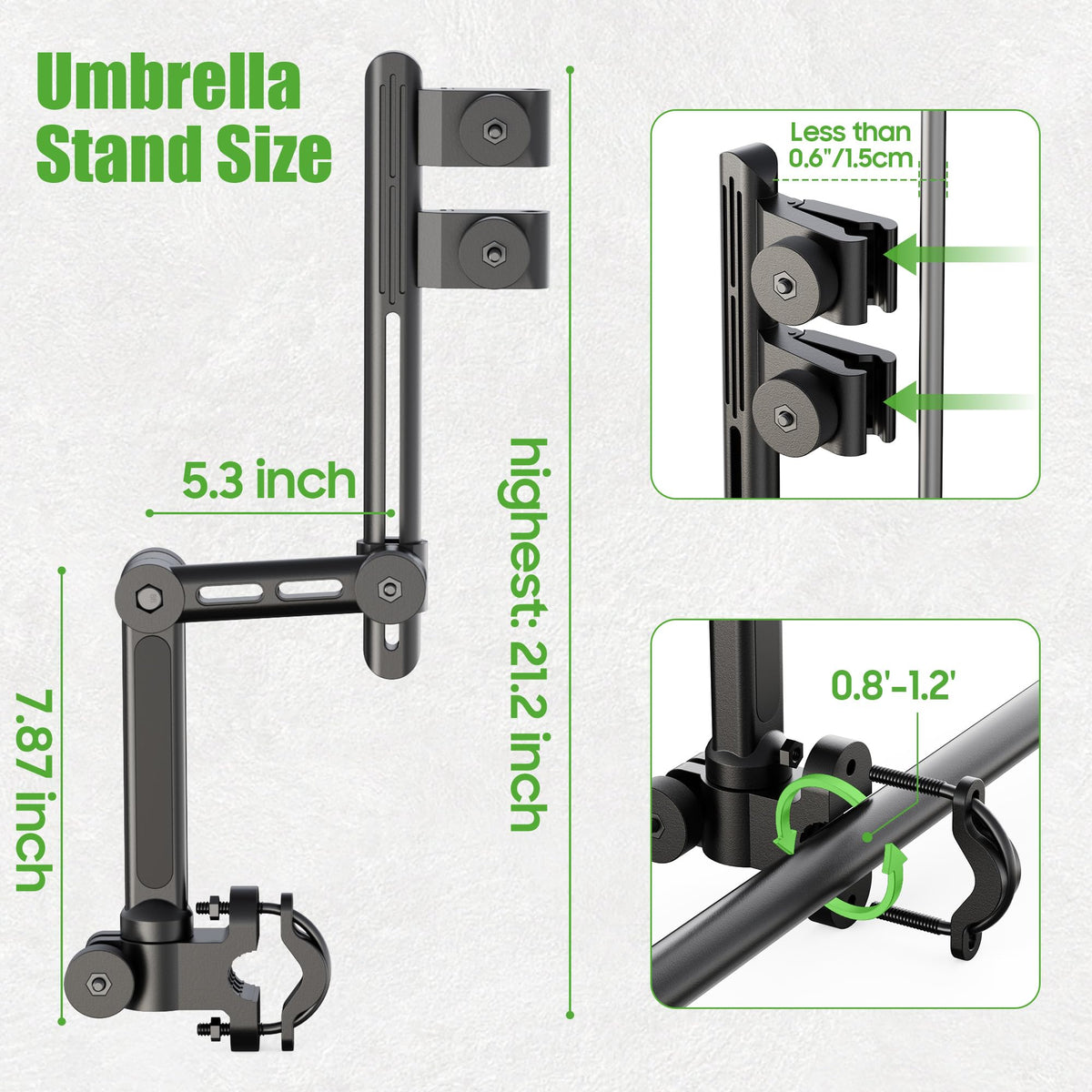 10L0L upgraded aluminum base delivers wind resistance for outdoor use.