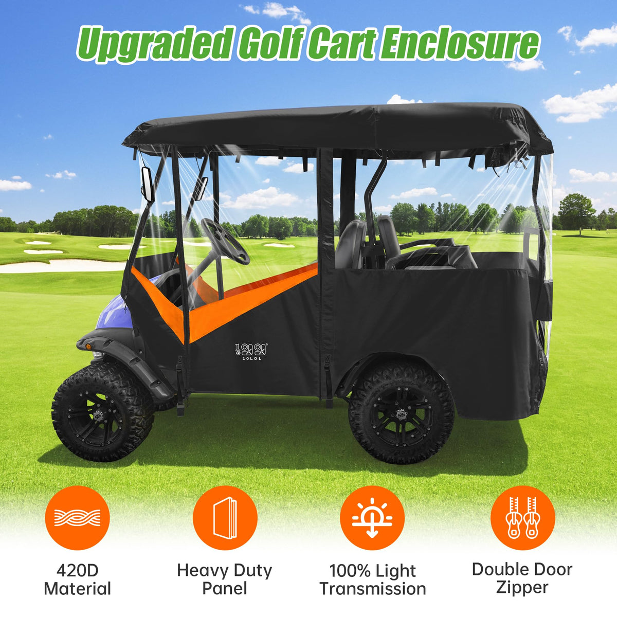 10L0L waterproof 600D fabric shields EZGO and Club Car carts year-round