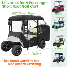 10L0L waterproof 600D rain cover shields cart from rain and wind.
