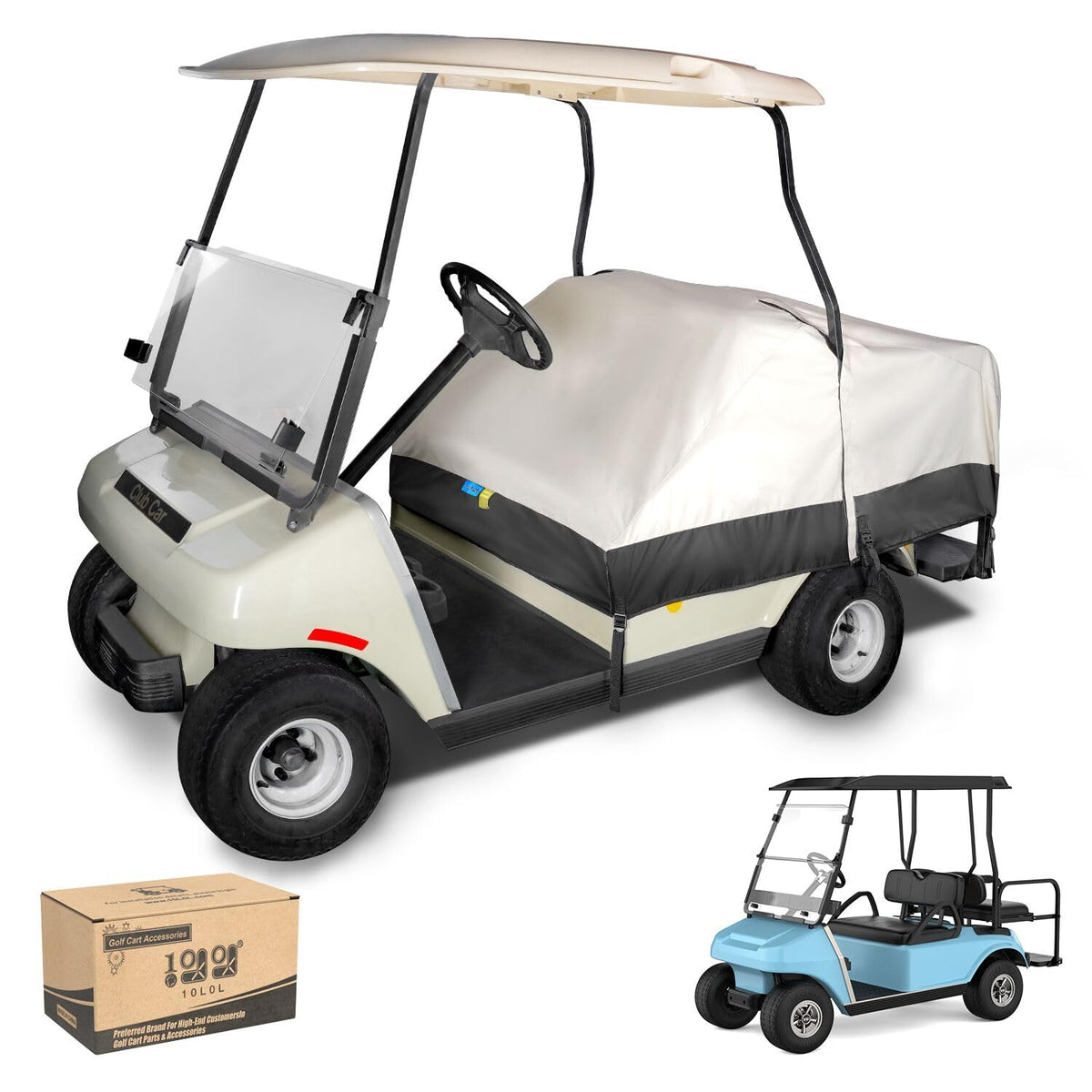 10L0L waterproof golf cart seat cover for 2+2 seats offers precise fit and all-weather protection.