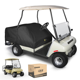 10L0L front-seat cover demonstrating rain protection for the golf cart seat
