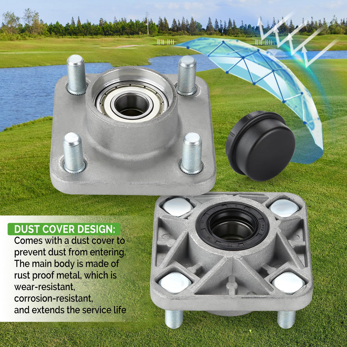 10L0L Yamaha G16 wheel hub front view, durable hub assembly for stability