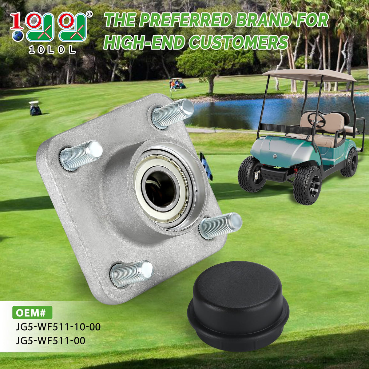 10L0L Yamaha G8 wheel hub front view, smooth performance upgrade for carts