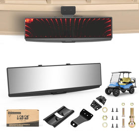 The 10L0L Wide View Mirror enhances EZGO rear visibility at night.