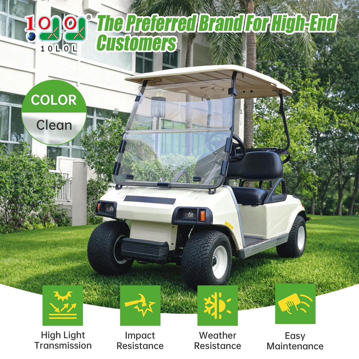 10L0L anti-UV windshield shields you from sun glare on the course.