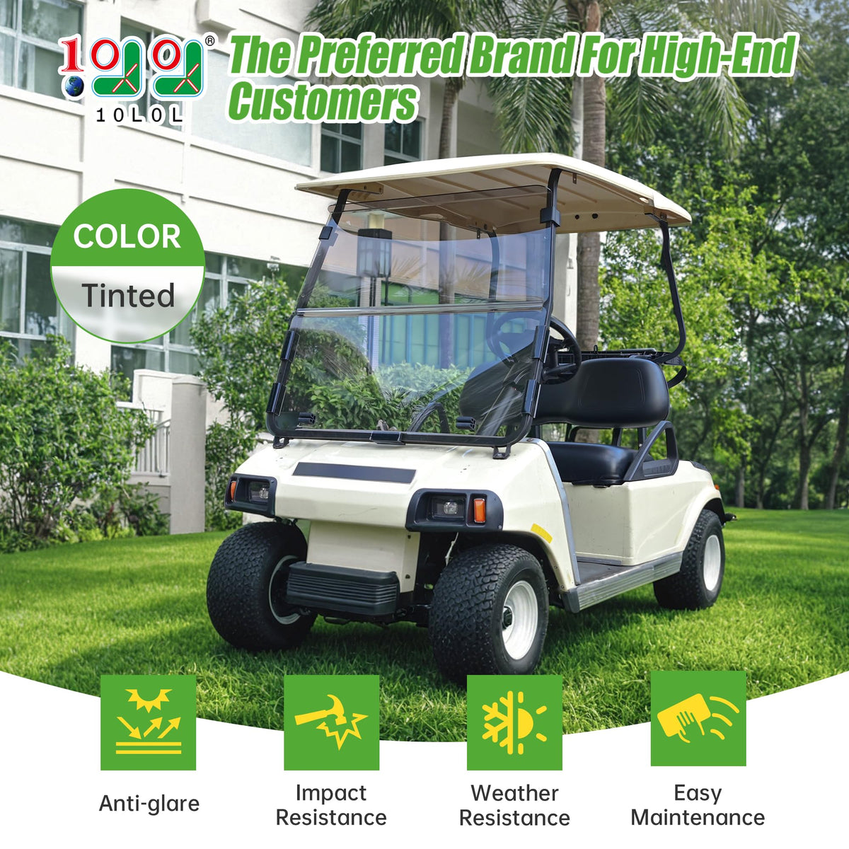 10L0L anti-UV windshield protection reduces glare on sunny rides.
