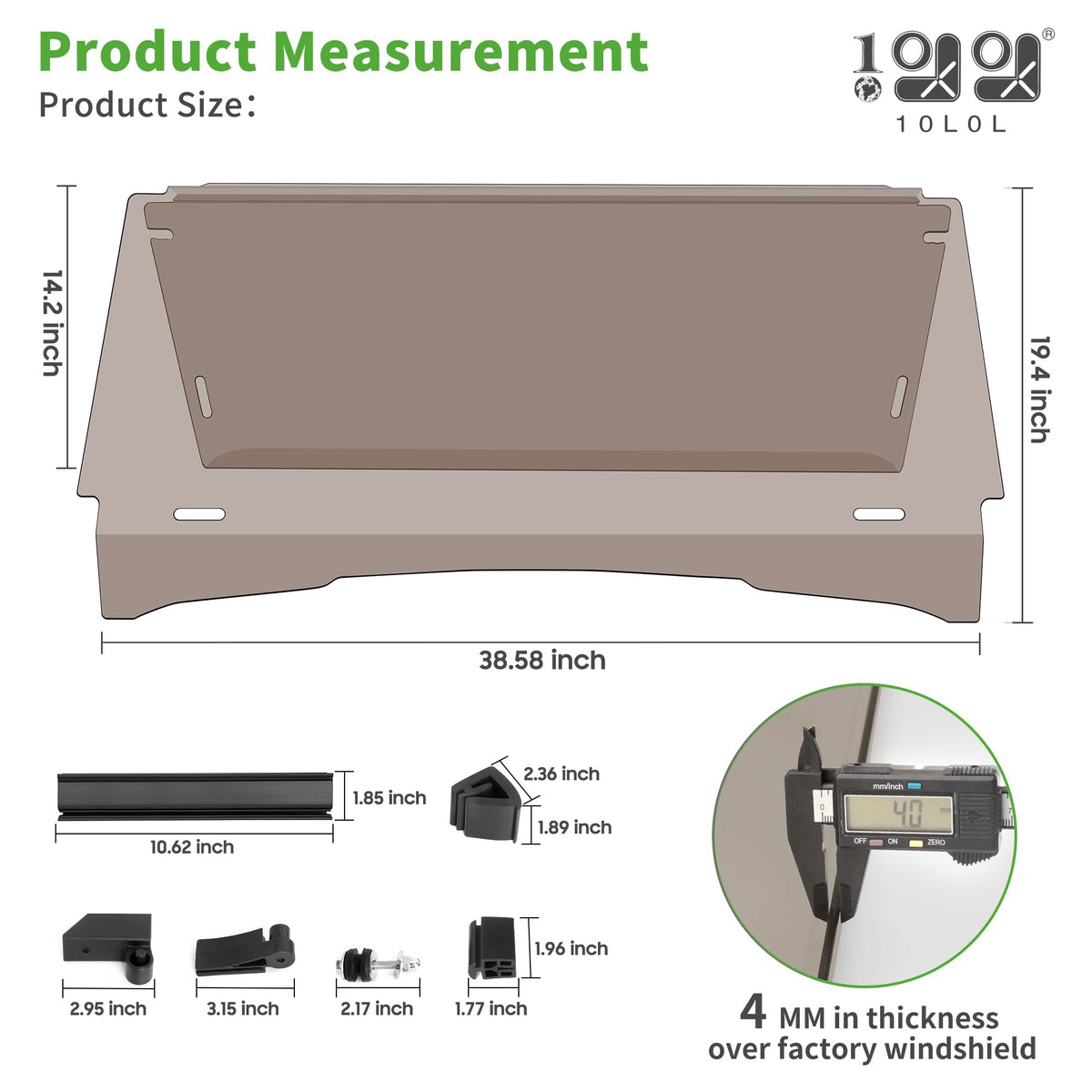 10L0L windshield with brackets enables quick drill-free installation.