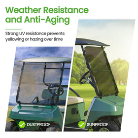 Clear daytime driving view with anti-glare properties on Club Car DS