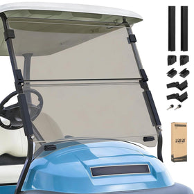 10L0L windshield for Club Car Precedent in teal provides a clear view and rain protection.