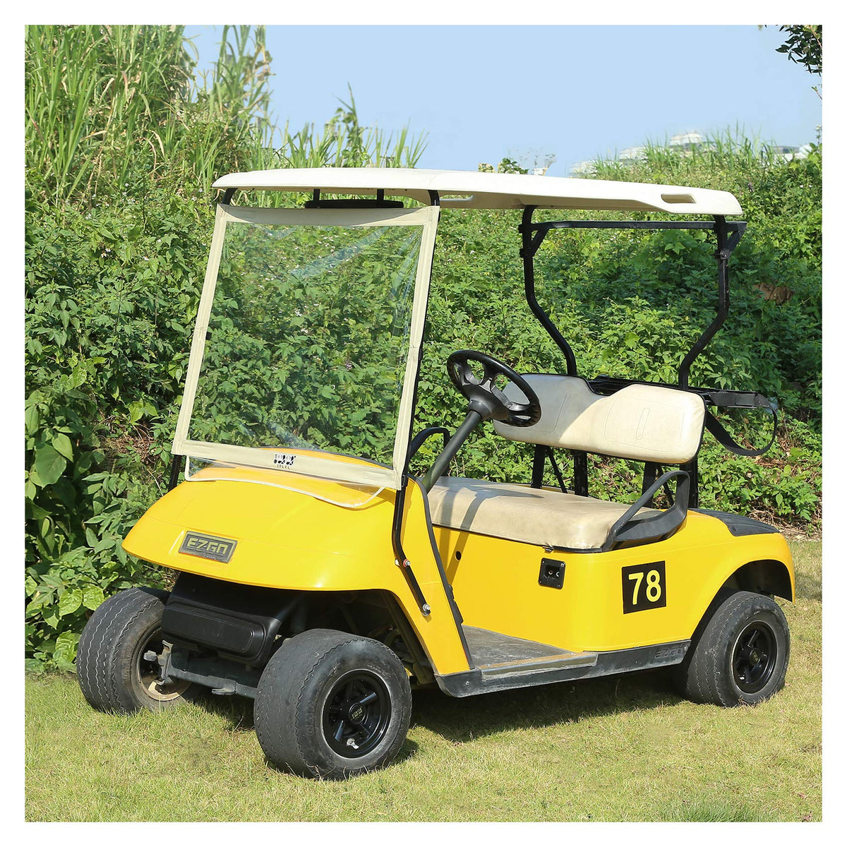 10L0L Windshield dimensions: 31in long, 39in top, 36in bottom for EZGO TXT