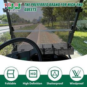 Closeup of folding mechanism on 10L0L windshield for easy storage.
