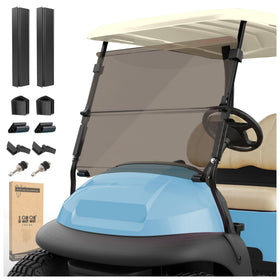 10L0L windshield with hardware included enables quick bolt-on installation on Club Car
