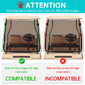 10L0L Windshield features preinstalled pivots for quick installation on Club Car DS.