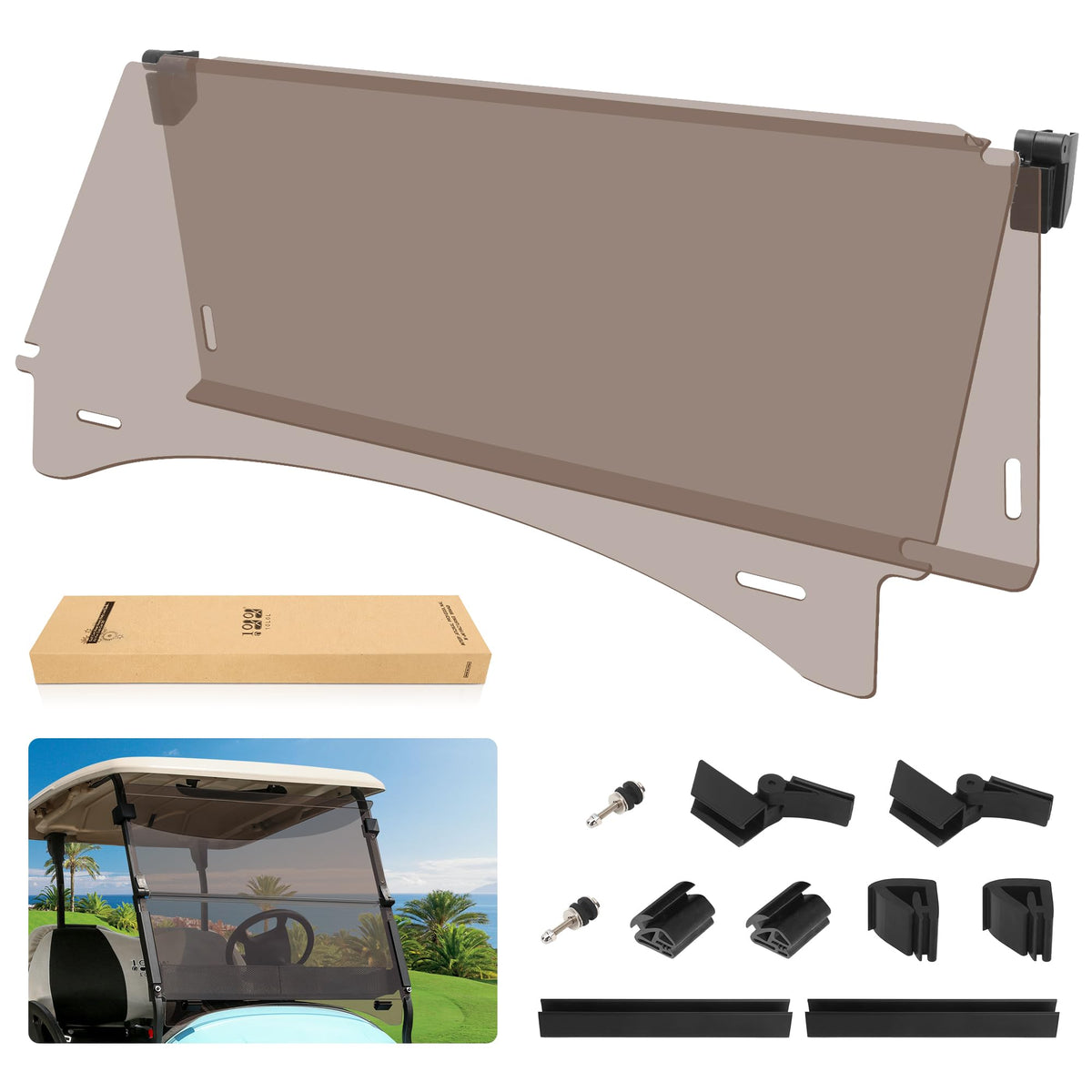 10L0L windshield size 37.5W x 33.6H fits standard frames.