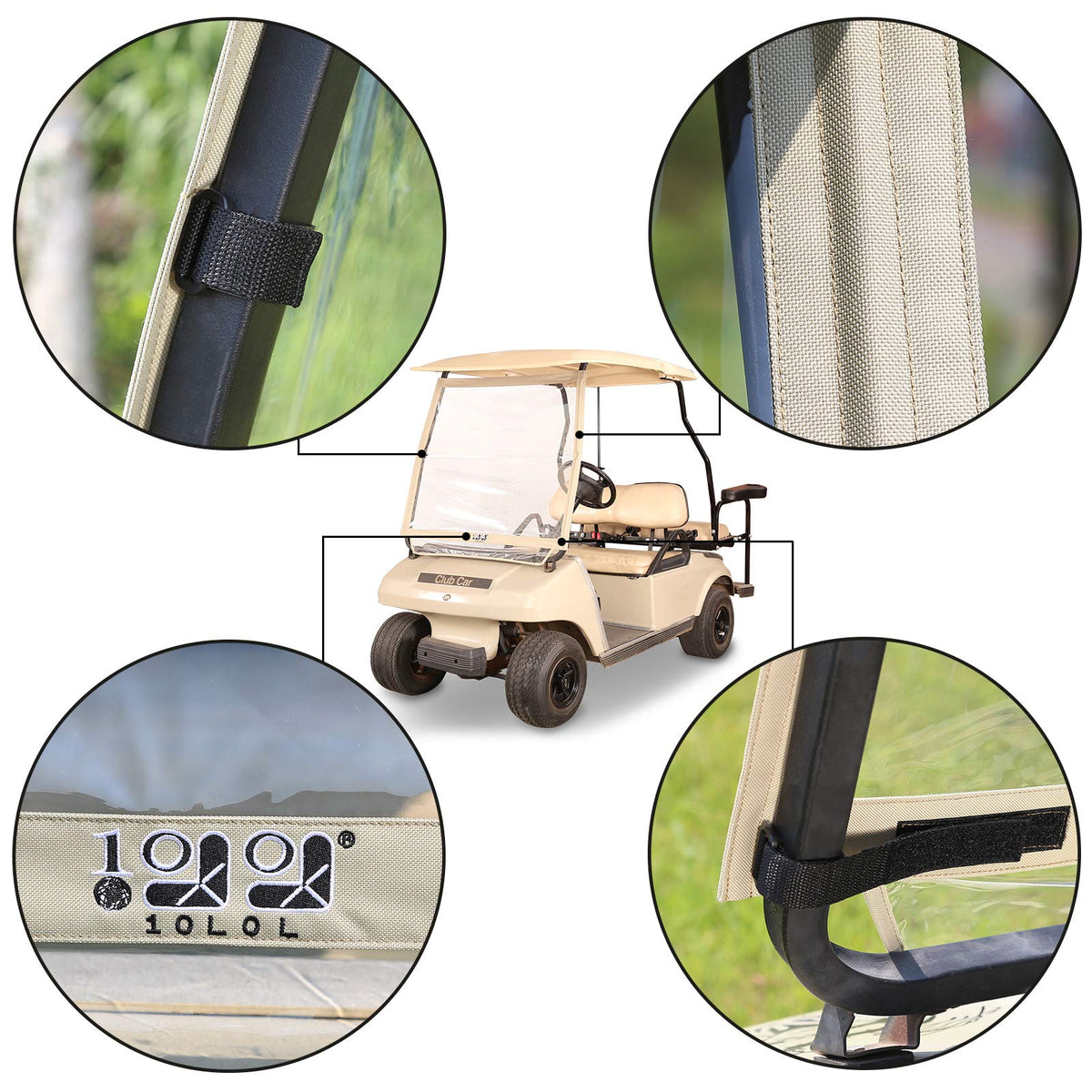 10L0L windshield tear-test durability with sturdy strap closure.