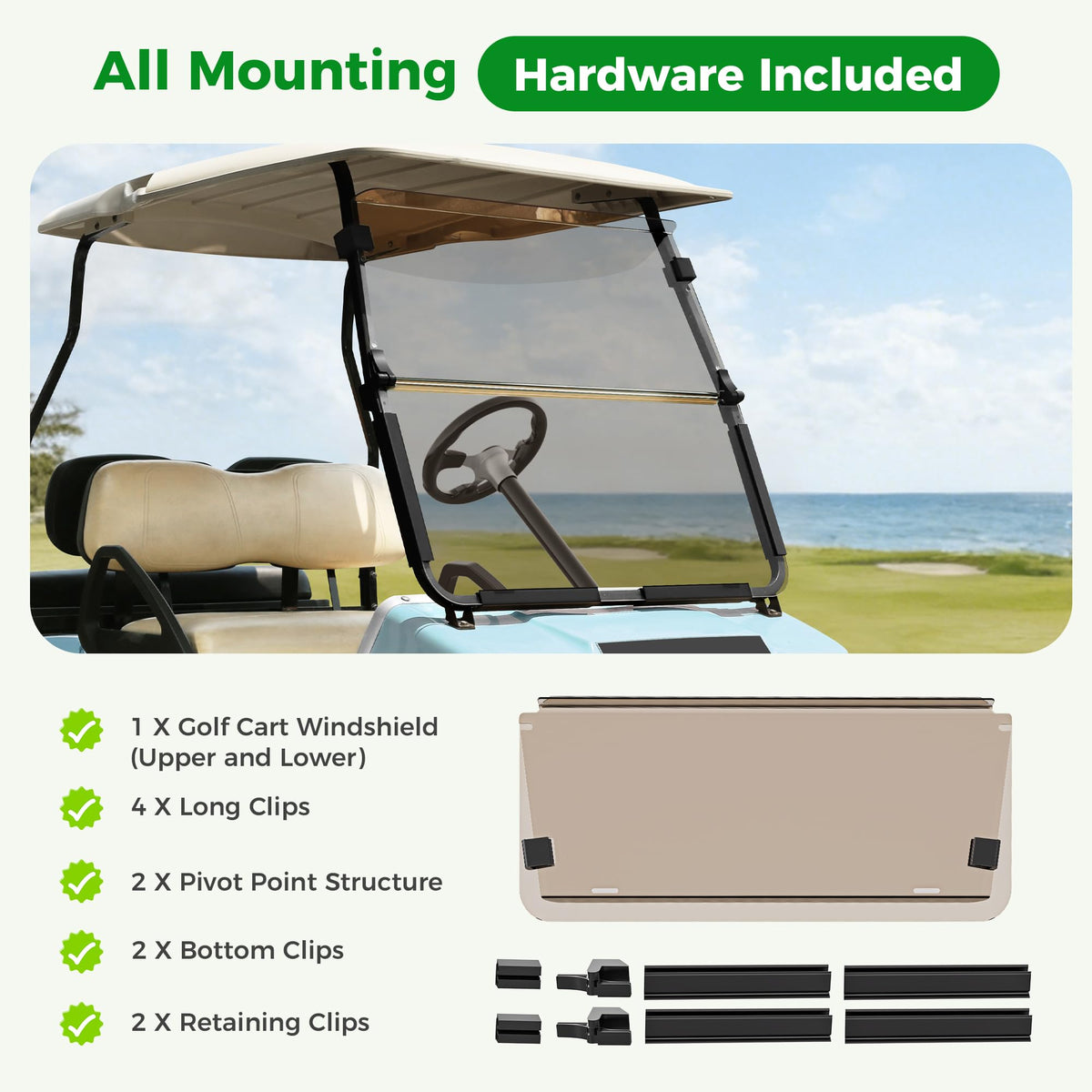High-clear view with HD windshield improves visibility in varying light conditions.