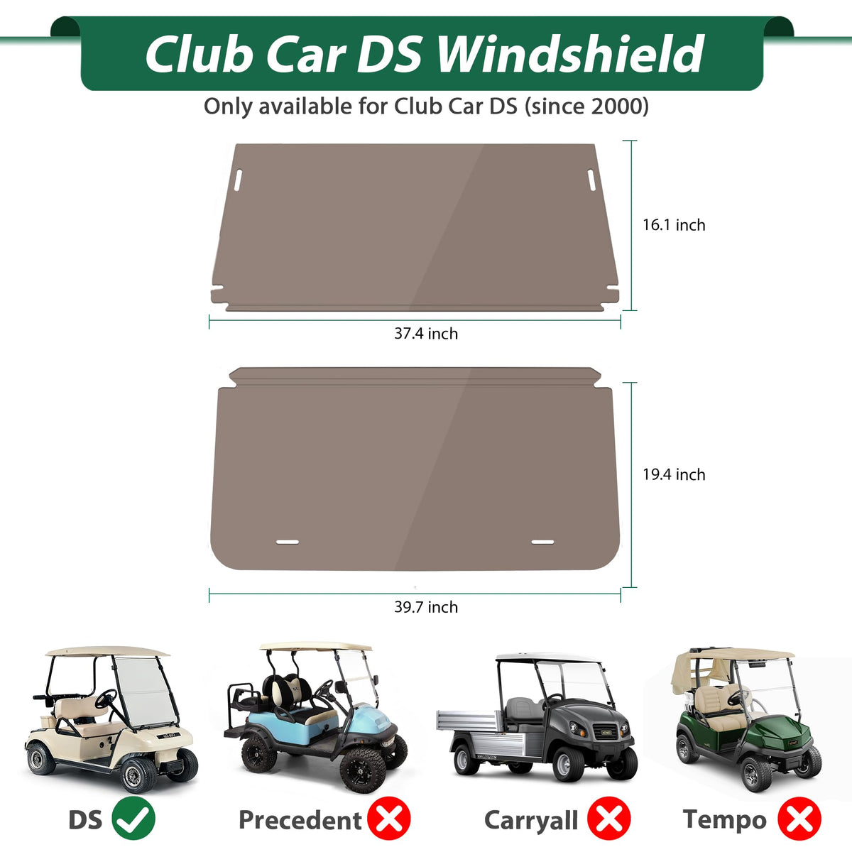 Wind, dust, and rain protection for comfortable golf cart rides.